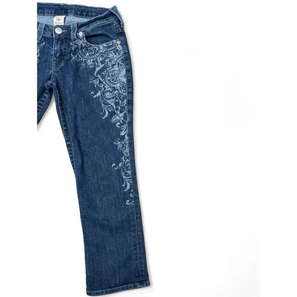 True Religion Catherdral Floral Print Capris Low Rise Cropped Jeans Size 27 - Picture 4 of 10